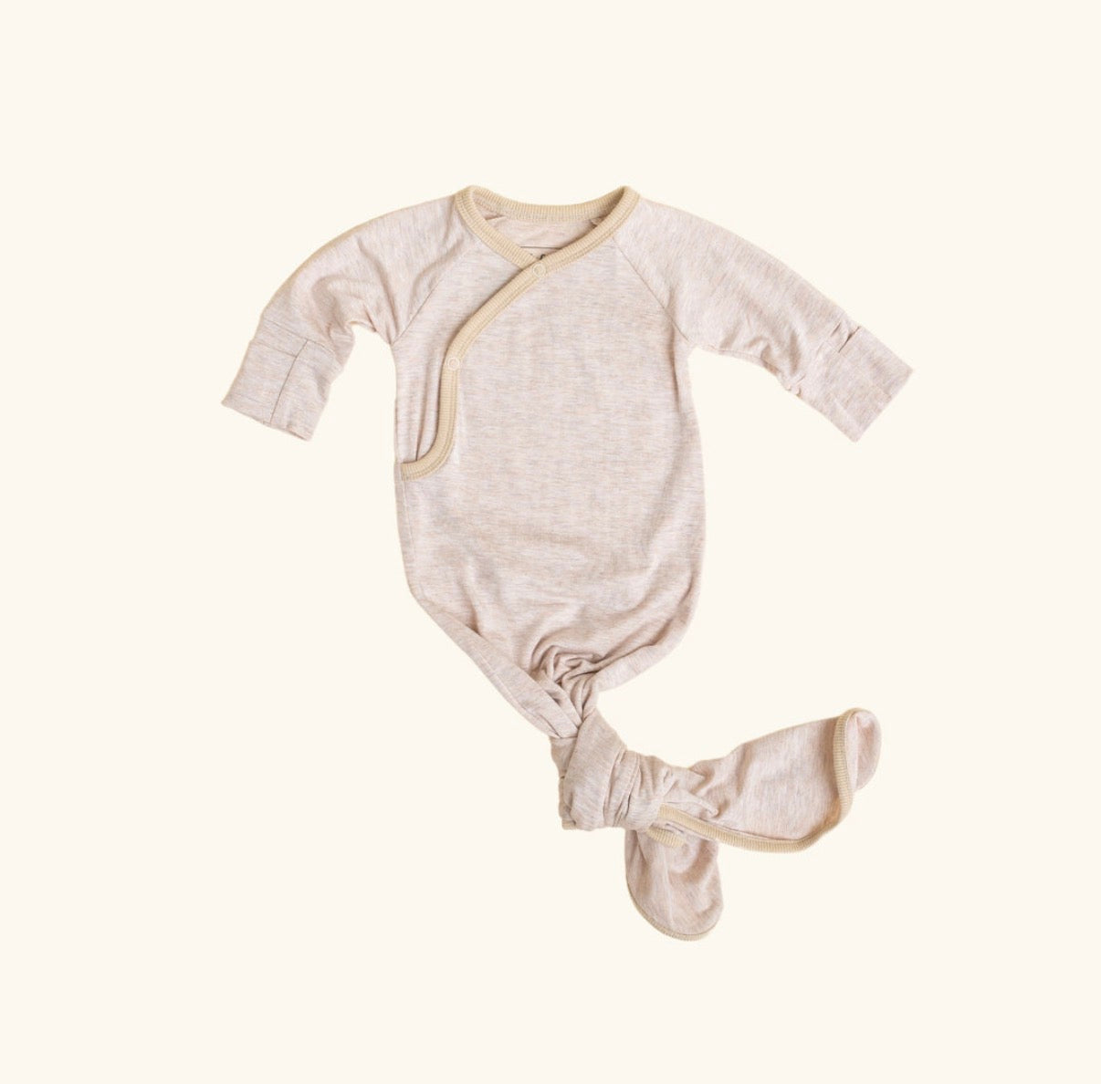 Kimono Knotted Baby Gown - Bamboo Long Sleeve - Oat