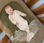 Kimono Knotted Baby Gown - Bamboo Long Sleeve - Oat