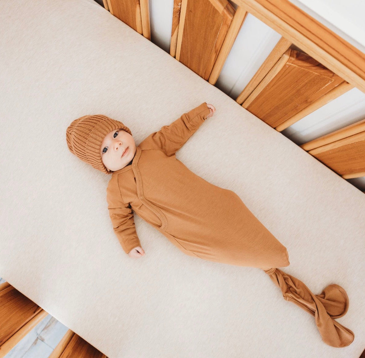 Kimono Knotted Baby Gown - Bamboo Long Sleeve - Toffee