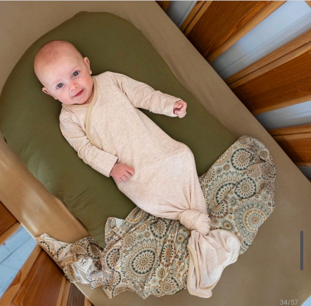 🤎 Halo & Horns Tie-Up Growsuit — Oatmeal