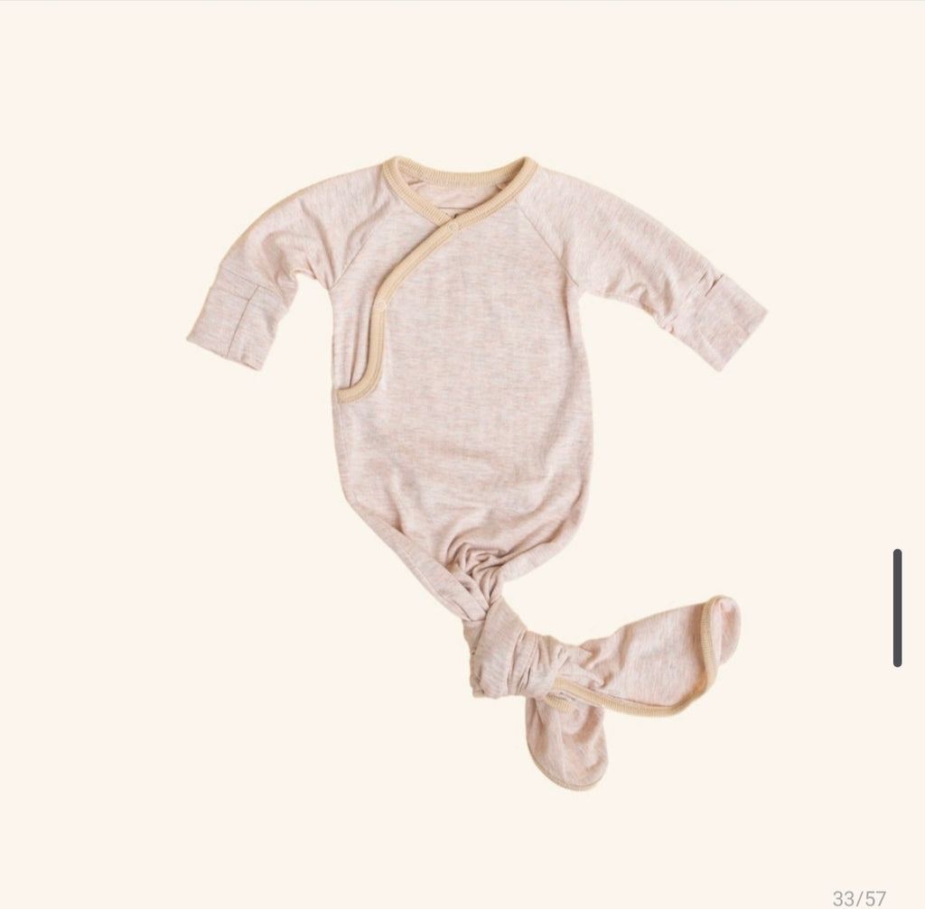 🤎 Halo & Horns Tie-Up Growsuit — Oatmeal